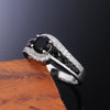 Huitan Special-interest Black Stone Women Wedding Ring Dazzling Crystal Zircon Delicate Gift   Female Classic Jewelry