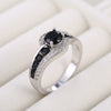 Huitan Special-interest Black Stone Women Wedding Ring Dazzling Crystal Zircon Delicate Gift   Female Classic Jewelry