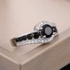 Huitan Special-interest Black Stone Women Wedding Ring Dazzling Crystal Zircon Delicate Gift   Female Classic Jewelry