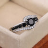 Huitan Special-interest Black Stone Women Wedding Ring Dazzling Crystal Zircon Delicate Gift   Female Classic Jewelry