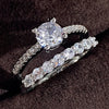 Huitan Wedding Trend Cubic Zirconia Rings for Women Silver Color/Gold Color Modern  Engagement Bands Jewelry