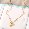 IPARAM 316L Stainless Steel Gold Color Heart Pendant Necklace For Women  Trend Girls Clavicle Chain Jewelry Festive Gifts