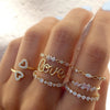 IPARAM Bohemia Crystal Rings for Women Letter LOVE Heart Flower Zircon Ring for Lovers Wedding Gifts Charm  Jewelry