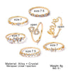 IPARAM Bohemia Crystal Rings for Women Letter LOVE Heart Flower Zircon Ring for Lovers Wedding Gifts Charm  Jewelry