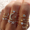 IPARAM Bohemia Crystal Rings for Women Letter LOVE Heart Flower Zircon Ring for Lovers Wedding Gifts Charm  Jewelry
