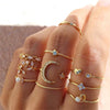 IPARAM Bohemia Crystal Rings for Women Letter LOVE Heart Flower Zircon Ring for Lovers Wedding Gifts Charm  Jewelry
