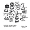 IPARAM Boho 22 Pieces Set Rings for Women Black Paint Coating Butterfly Heart Geometric Chain Hollowed Ring  Jewelry Gift
