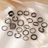 IPARAM Boho 22 Pieces Set Rings for Women Black Paint Coating Butterfly Heart Geometric Chain Hollowed Ring  Jewelry Gift