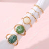 IPARAM Elegant Emerald White Man-made Rings Set for Women Vintage Crystal Geometric Finger Ring  Jewelry