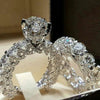 IPARAM Elegant Zircon Ring Jewelry Silver Color Engagement Wedding Ring Set for Women 2019  Zircon Crystal Jewelry