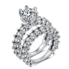 IPARAM Elegant Zircon Ring Jewelry Silver Color Engagement Wedding Ring Set for Women 2019  Zircon Crystal Jewelry