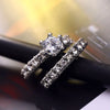 IPARAM Elegant Zircon Ring Jewelry Silver Color Engagement Wedding Ring Set for Women 2019  Zircon Crystal Jewelry