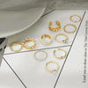 IPARAM  Gold Color Metal Rings Set for Women Crystal Butterfly Pearl Geometric Chain Punk Finger Ring Party Gift Jewelry