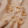 IPARAM  Gold Color Metal Rings Set for Women Crystal Butterfly Pearl Geometric Chain Punk Finger Ring Party Gift Jewelry