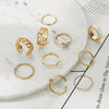 IPARAM  Gold Color Metal Rings Set for Women Crystal Butterfly Pearl Geometric Chain Punk Finger Ring Party Gift Jewelry