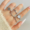 IPARAM  Silver Color Metal Rings Set Heart Butterfly Leaves Flower Crystal Trendy Finger Ring for Women Jewelry Gifts