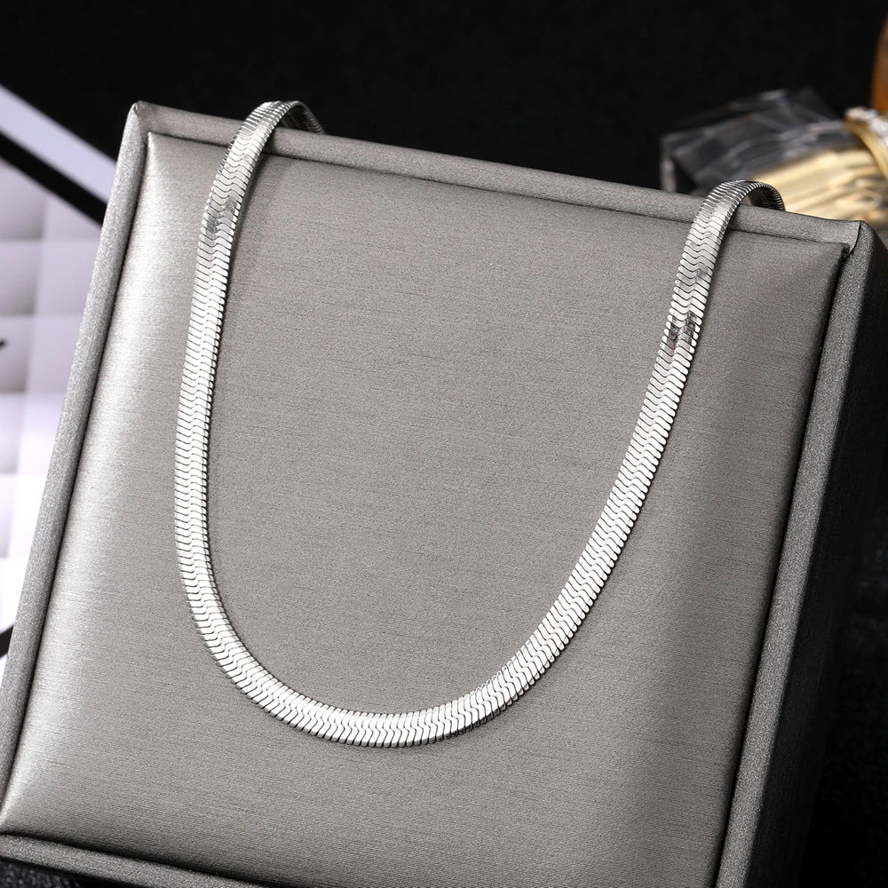 IPARAM  Unisex Snake Chain Stainless Steel Necklace for Women Men Gold Color Silver Color Chains Choker Jewelry Gifts