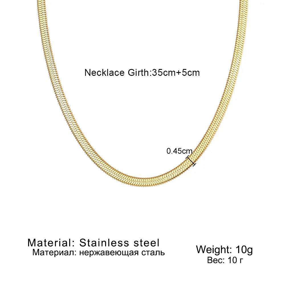 IPARAM  Unisex Snake Chain Stainless Steel Necklace for Women Men Gold Color Silver Color Chains Choker Jewelry Gifts