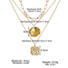 IPARAM Gold Color Retro Irregular Pattern Pendant Necklace Multi Layered Chain Necklaces for Women  Jewelry Gift