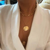 IPARAM Gold Color Retro Irregular Pattern Pendant Necklace Multi Layered Chain Necklaces for Women  Jewelry Gift