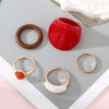 IPARAM  Trendy Rings Set for Women Exaggerated Red Resin Enamel Wooden Geometric Finger Ring Punk  Jewelry