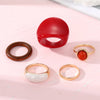 IPARAM  Trendy Rings Set for Women Exaggerated Red Resin Enamel Wooden Geometric Finger Ring Punk  Jewelry