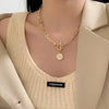 IPARAM Thick Chain Toggle Clasp Necklaces Mixed Linked Circle Necklaces for Women Minimalist Choker Necklace Hot Jewelry