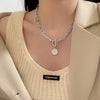 IPARAM Thick Chain Toggle Clasp Necklaces Mixed Linked Circle Necklaces for Women Minimalist Choker Necklace Hot Jewelry