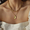 IPARAM Thick Chain Toggle Clasp Necklaces Mixed Linked Circle Necklaces for Women Minimalist Choker Necklace Hot Jewelry