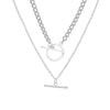 IPARAM Thick Chain Toggle Clasp Necklaces Mixed Linked Circle Necklaces for Women Minimalist Choker Necklace Hot Jewelry