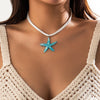 IngeSight.Z Boho Resin White Starfish Pendant Necklace for Women Charm Korean Velvet Rope Choker Necklace Beach Party Jewelry