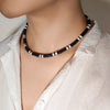 IngeSight.Z Minimalist Black White Color Soft Clay Beads Choker Necklaces for Women Men Statement Collar Necklaces Jewelry Gifts