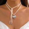 IngeSight.Z Punk CCB Peach Heart Pendant Necklace Women Gothic Black Velvet Clavicle Chain Bowknot Adjustable Necklace Jewelry