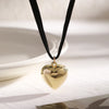IngeSight.Z Punk CCB Peach Heart Pendant Necklace Women Gothic Black Velvet Clavicle Chain Bowknot Adjustable Necklace Jewelry