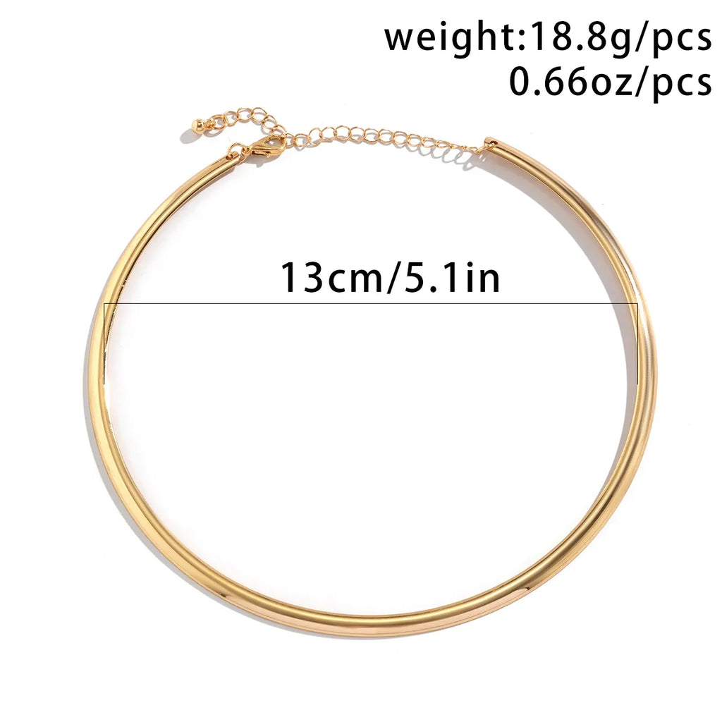 IngeSight.Z Punk Smooth Metal Round Torques Choker Necklace for Women Simple Gold Color Collar Necklace Party Jewelry Gift