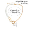 Ingemark Goth Asymmetric Imitation Pearl Pendant Necklace for Women Wed Bridal Elegant Round Chain Neck Jewelry Y2K Accessories