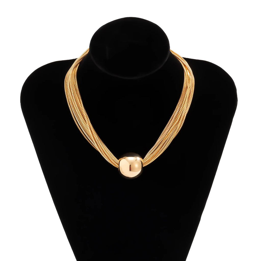 Ingemark Gothic Twisted Chunky Chain Necklace for Women Vintage Big Ball Pendant Choker Clavicle Link Grunge Jewelry Steampunk