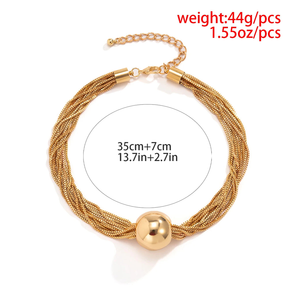 Ingemark Gothic Twisted Chunky Chain Necklace for Women Vintage Big Ball Pendant Choker Clavicle Link Grunge Jewelry Steampunk