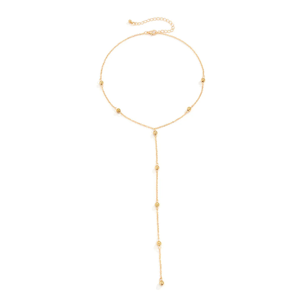 Ingemark Minimalism  Long Tassel Necklace for Women Girls Vintage Chest Thin Chain Ball Pendant Female Neck Jewelry Gift New