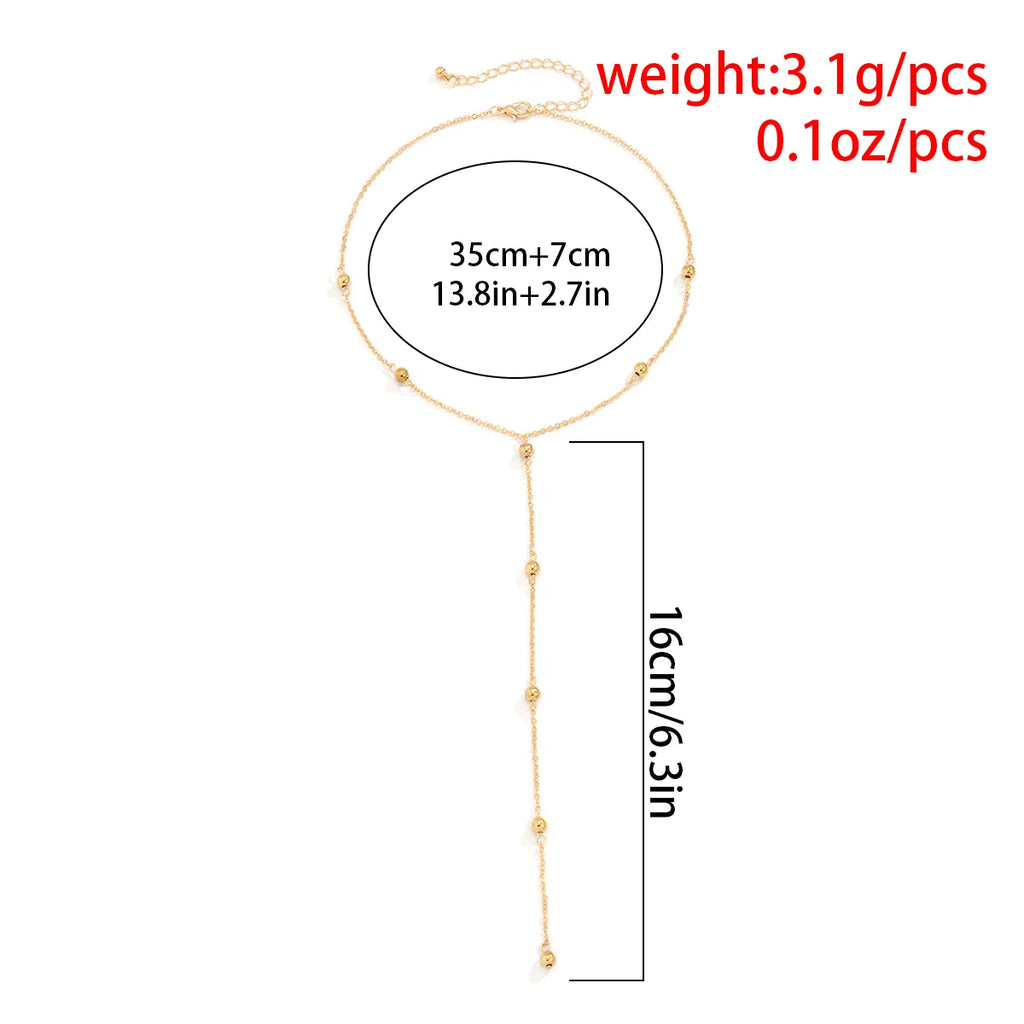Ingemark Minimalism  Long Tassel Necklace for Women Girls Vintage Chest Thin Chain Ball Pendant Female Neck Jewelry Gift New