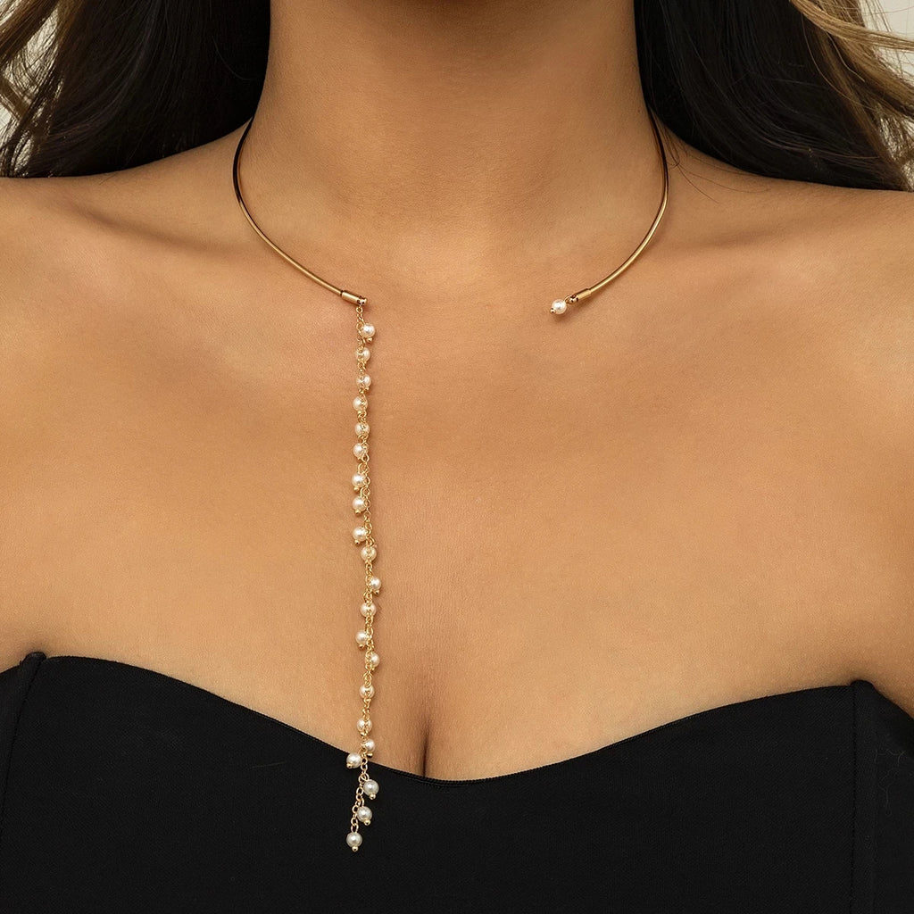 Ingemark Minimalism  Long Tassel Necklace for Women Girls Vintage Chest Thin Chain Ball Pendant Female Neck Jewelry Gift New