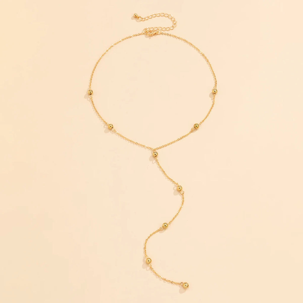Ingemark Minimalism  Long Tassel Necklace for Women Girls Vintage Chest Thin Chain Ball Pendant Female Neck Jewelry Gift New
