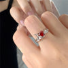 Irregular Aesthetic Red Crystal Zircon Stone Hollow Metal Open Rings For Women Egirl Cool Y2K Grunge Vintage Jewelry Accessories