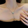 Korean Necklace for Women Heart Tassel Zircon Necklace Pendant Temperament Clavicle Chain Birthday Party Jewelry Gift