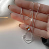 Korean Necklace for Women Heart Tassel Zircon Necklace Pendant Temperament Clavicle Chain Birthday Party Jewelry Gift