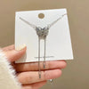 Korean Necklace for Women Heart Tassel Zircon Necklace Pendant Temperament Clavicle Chain Birthday Party Jewelry Gift