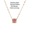Korean  Sweet Lucky Crystal Pendant Necklace For Women Cute Sexy Ladies Wedding Jewelry Female Stainless Steel Neck Chain