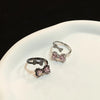 Kpop Black Bowknot Heart Zircon Open Ring Geometry Punk Vintage Rhinestone Star Rings Set for Women Girls New Jewelry