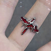 Kpop Black Bowknot Heart Zircon Open Ring Geometry Punk Vintage Rhinestone Star Rings Set for Women Girls New Jewelry
