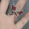 Kpop Black Bowknot Heart Zircon Open Ring Geometry Punk Vintage Rhinestone Star Rings Set for Women Girls New Jewelry